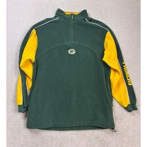 NFL Green Bay Packers Quarter Zip Fleece Pullover Green Yellow Mens Large